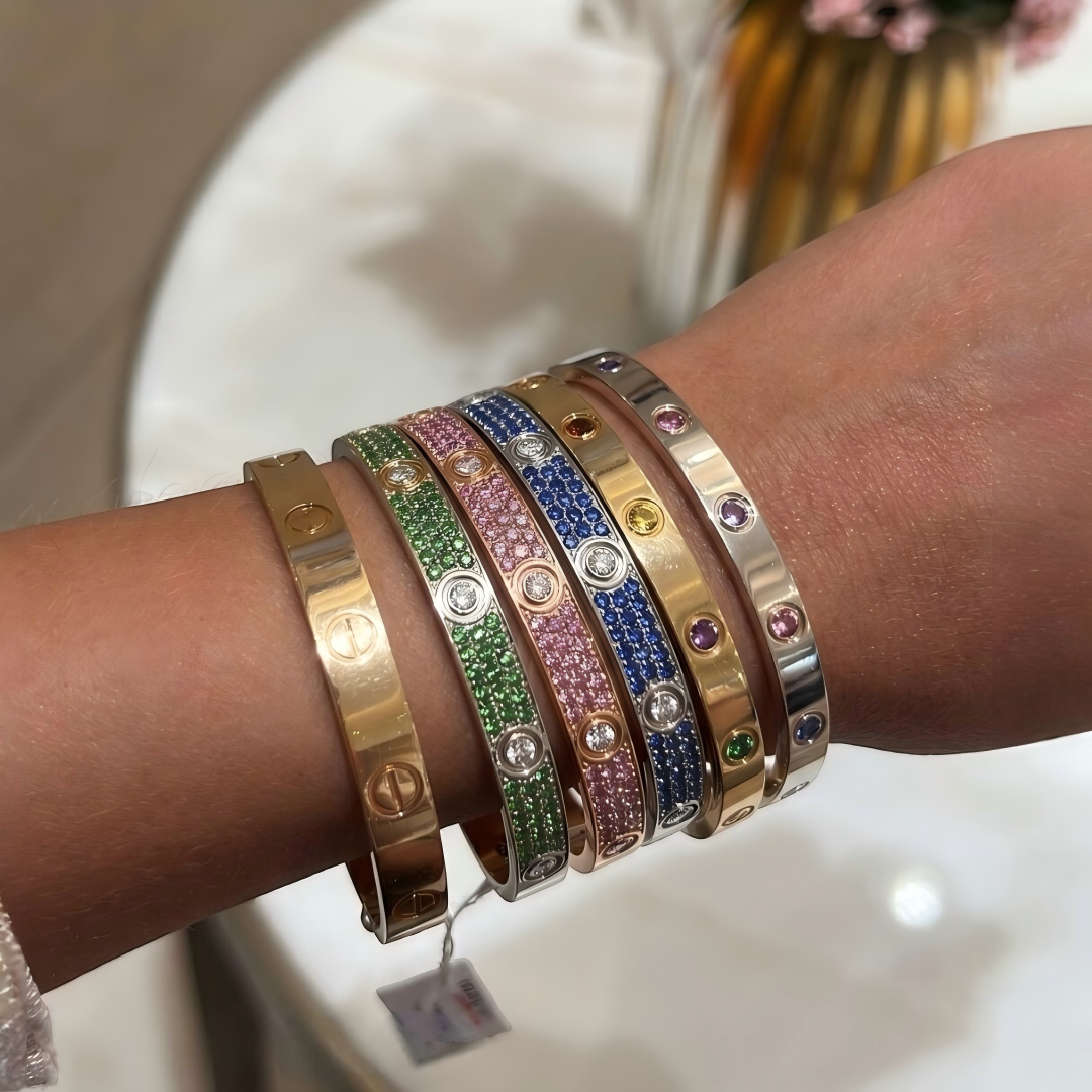 [Dawnora Jewelry]2026 PAVE GEMSTONE LOVE BRACELET 6.1MM 10 DIAMONDS