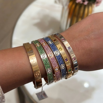 [Dawnora Jewelry]2026 PAVE GEMSTONE LOVE BRACELET 6.1MM 10 DIAMONDS