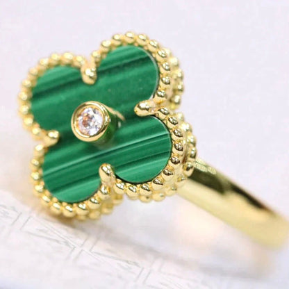 [Dawnora Jewelry]CLOVER MALACHITE RING GOLD DIAMOND