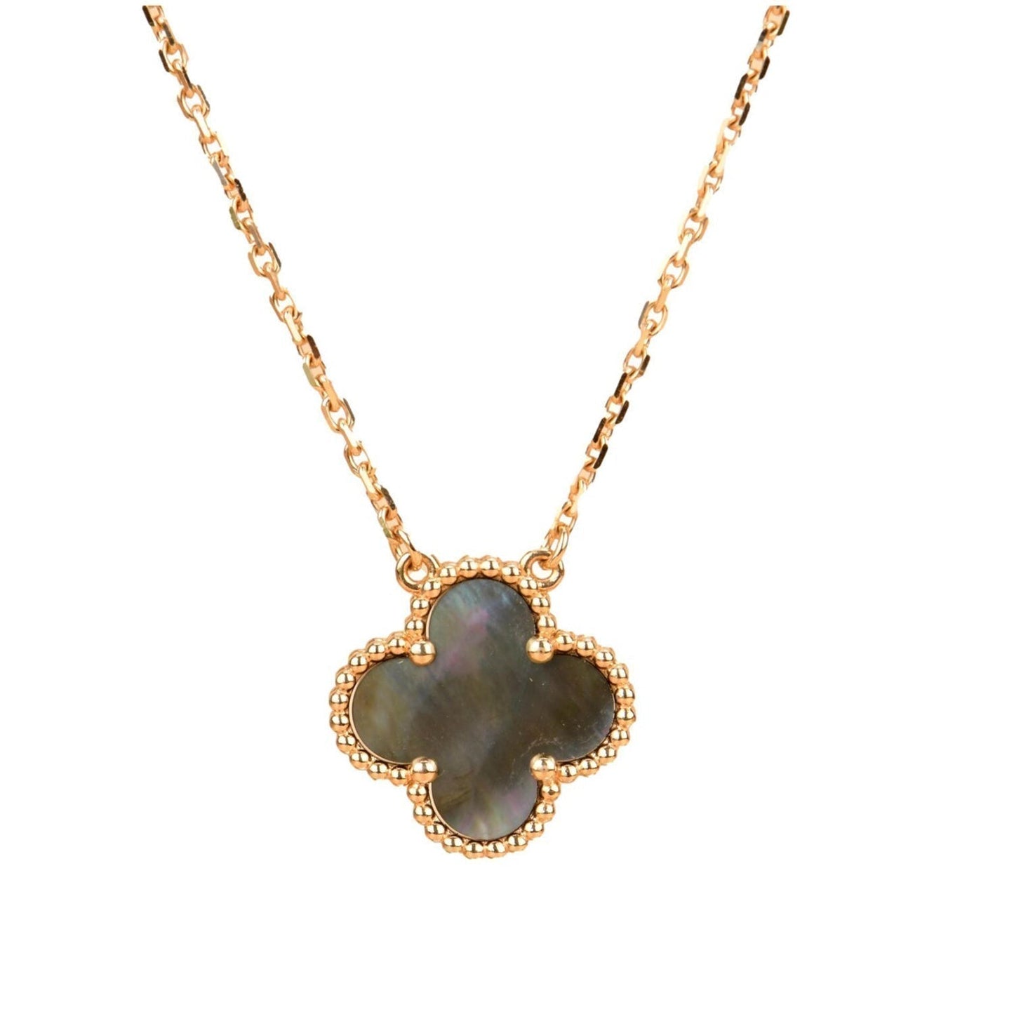[Dawnora Jewelry]CLOVER 15MM  GRAY MOTHER OF PEARL NECKLACE