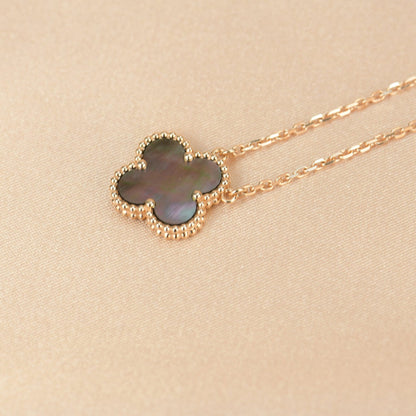 [Dawnora Jewelry]CLOVER 15MM  GRAY MOTHER OF PEARL NECKLACE