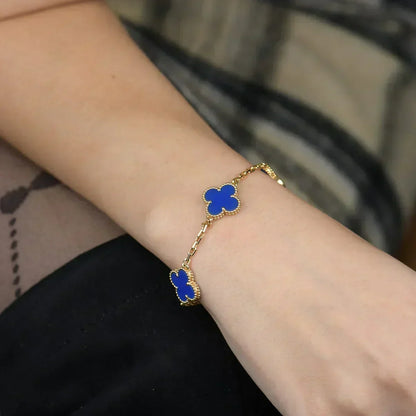 [Dawnora Jewelry] CLOVER 5 MOTIF BLUE AGATE BRACELET COLLECTION