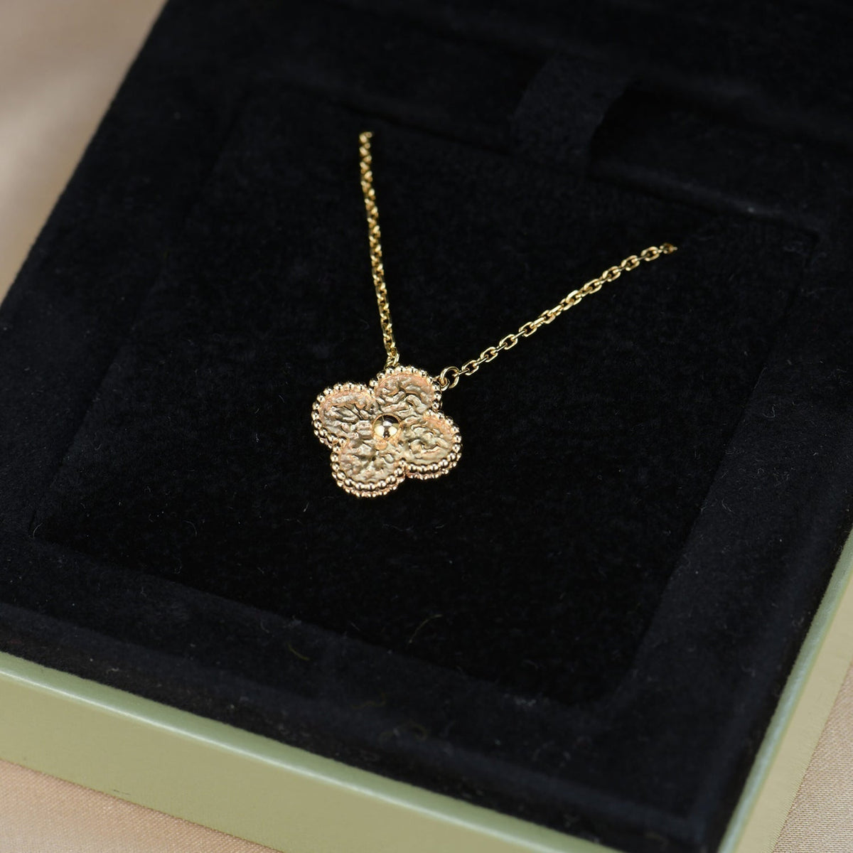 [Dawnora Jewelry]CLOVER 15MM  BRONZING NECKLACE