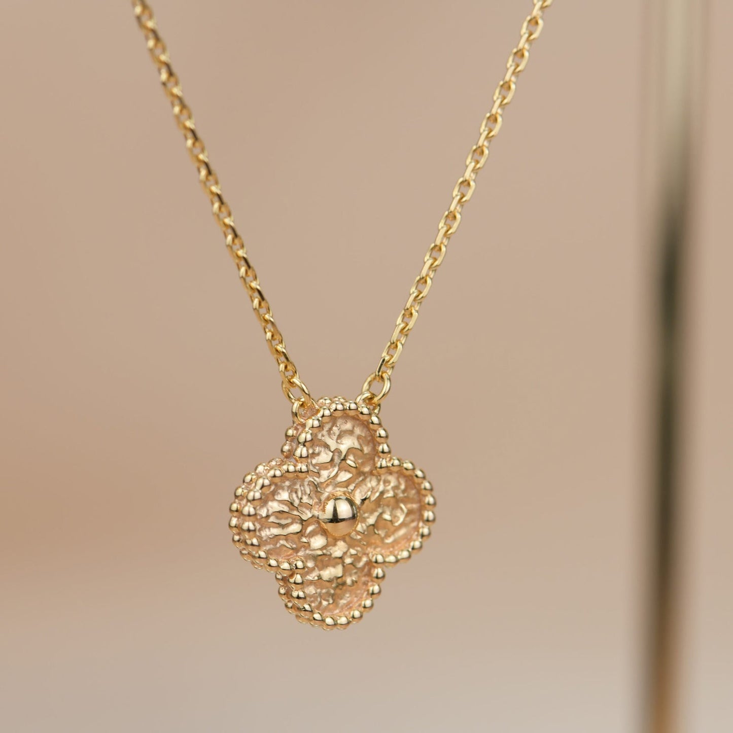 [Dawnora Jewelry]CLOVER 15MM  BRONZING NECKLACE
