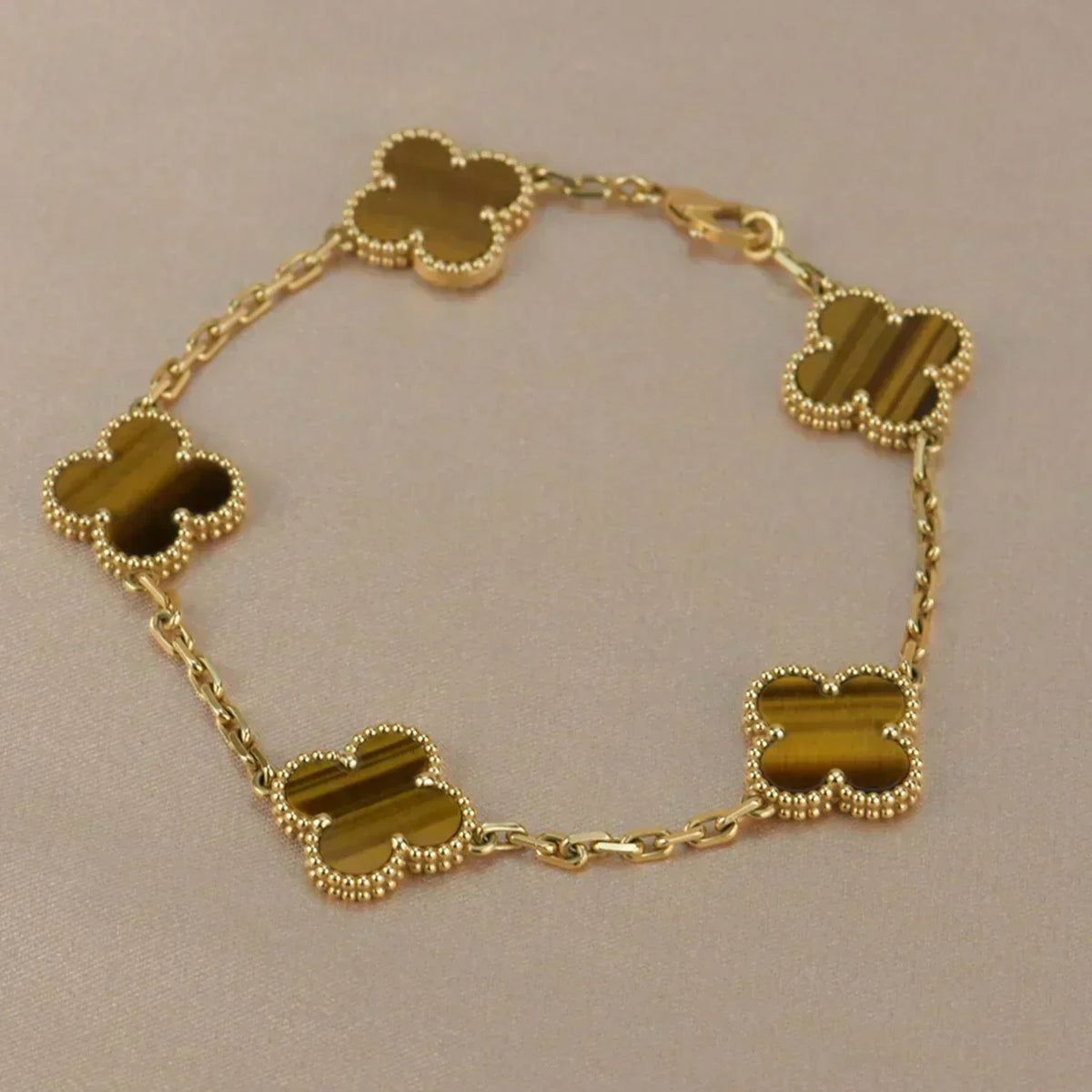 [Dawnora Jewelry] CLOVER 5 MOTIFS TIGER EYE BRACELET COLLECTION
