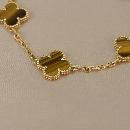 [Dawnora Jewelry] CLOVER 5 MOTIFS TIGER EYE BRACELET COLLECTION