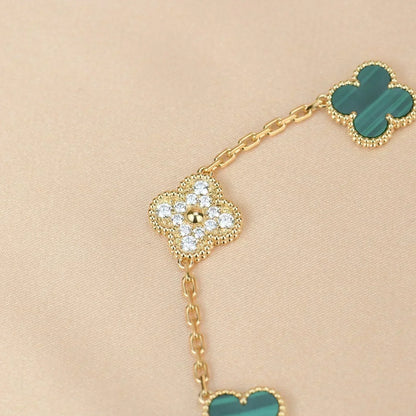 [Dawnora Jewelry] CLOVER 5 MOTIF MALACHITE BRACELET COLLECTION