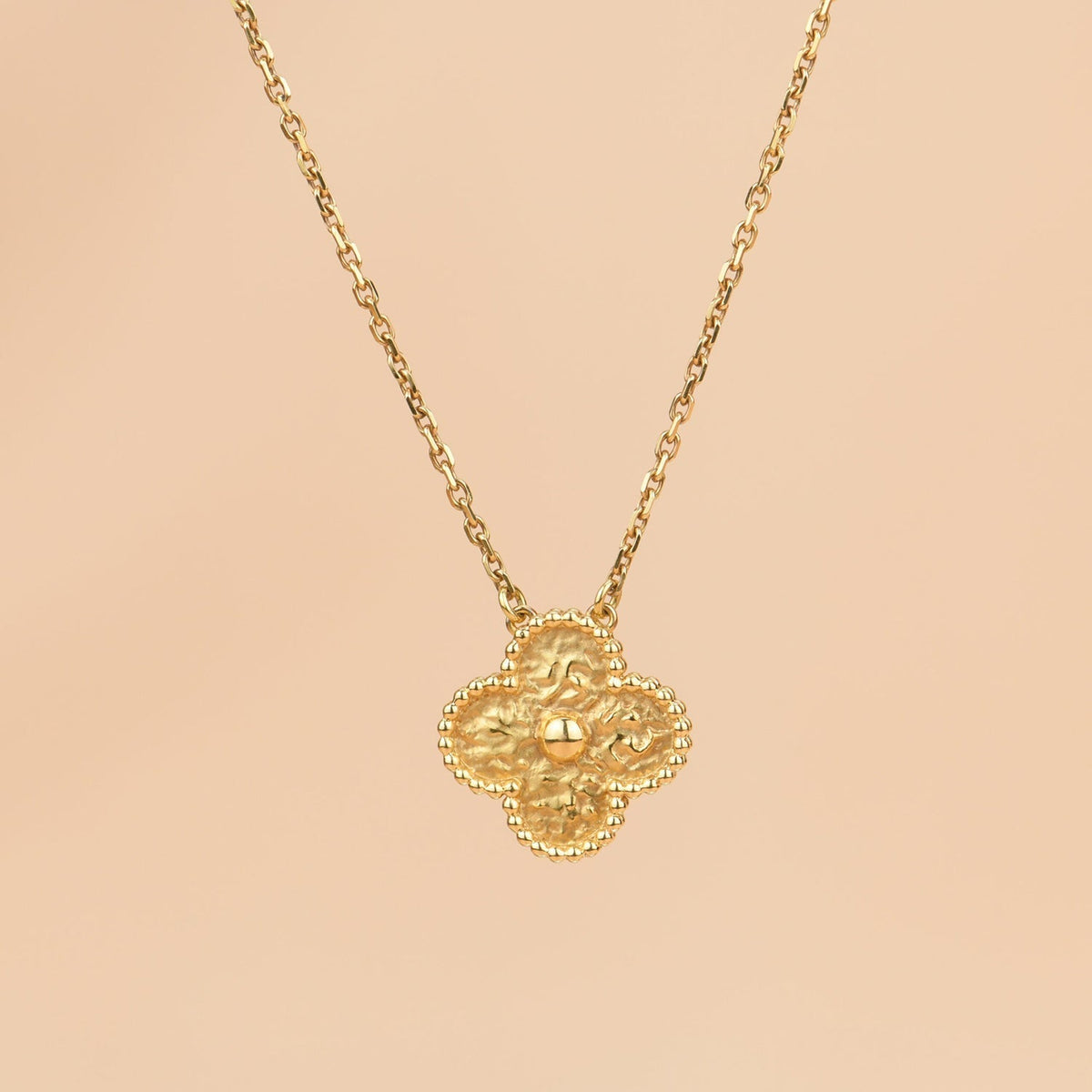 [Dawnora Jewelry]CLOVER 15MM  BRONZING NECKLACE