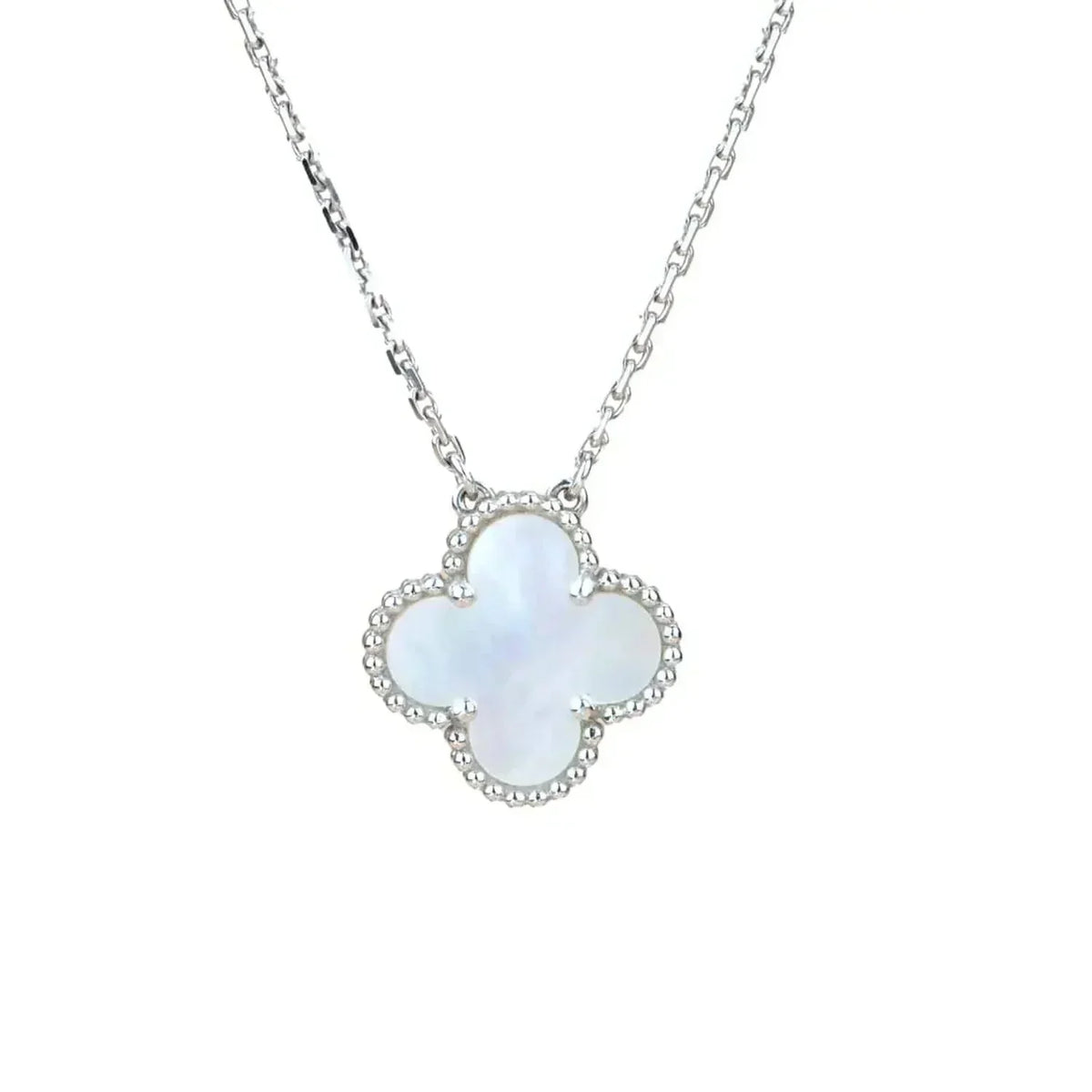 [Dawnora Jewelry]CLOVER  15MM WHITE MOTHER-OF-PEARL SILVER