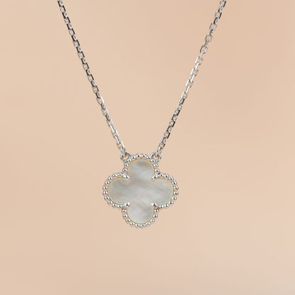 [Dawnora Jewelry]CLOVER  15MM WHITE MOTHER-OF-PEARL SILVER