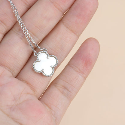 [Dawnora Jewelry]CLOVER  15MM WHITE MOTHER-OF-PEARL SILVER