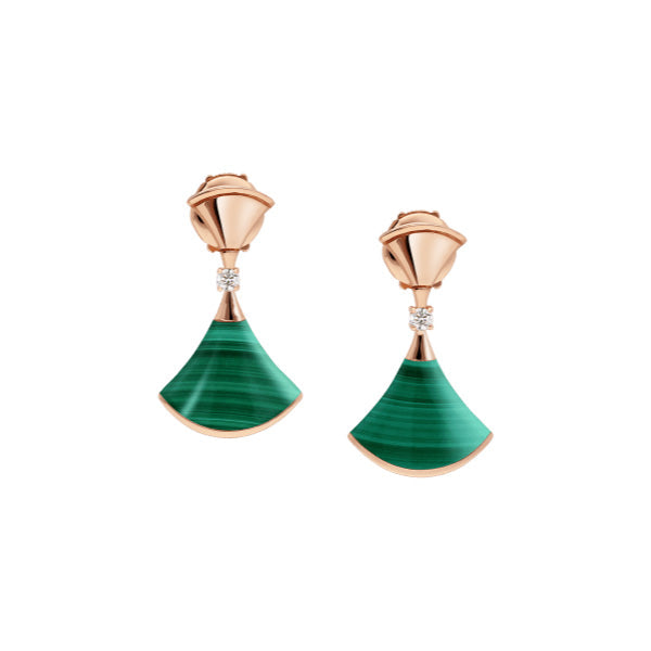 [Dawnora Jewelry]DREAM MALACHITE PINK GOLD EARRINGS