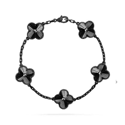 [Dawnora Jewelry]CLOVER 5 MOTIF BLACK BRACELET