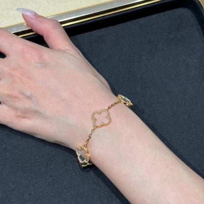[Dawnora Jewelry]CLOVER 5 MOTIF ROCK CRYSTAL BRACELET