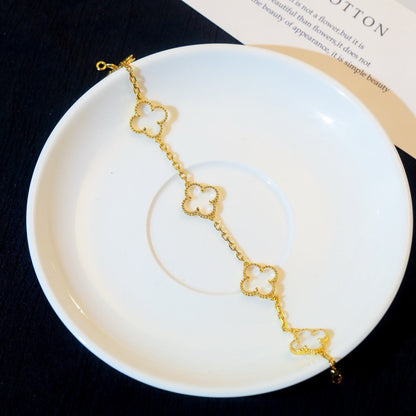 [Dawnora Jewelry]CLOVER 5 MOTIF ROCK CRYSTAL BRACELET