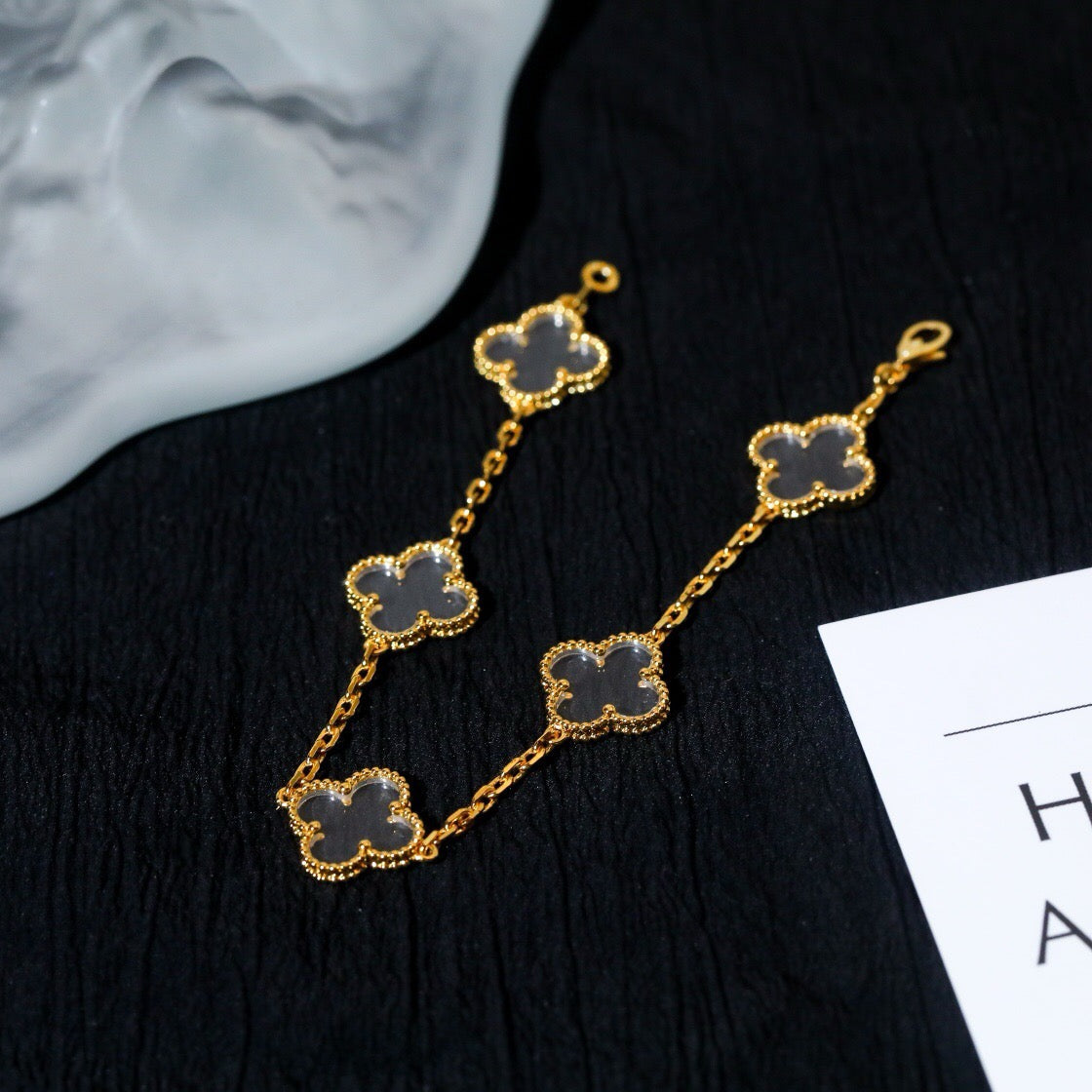 [Dawnora Jewelry]CLOVER 5 MOTIF ROCK CRYSTAL BRACELET