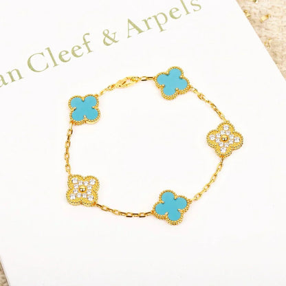 [Dawnora Jewelry] CLOVER 5 MOTIF TURQUOISE BRACELET COLLECTION