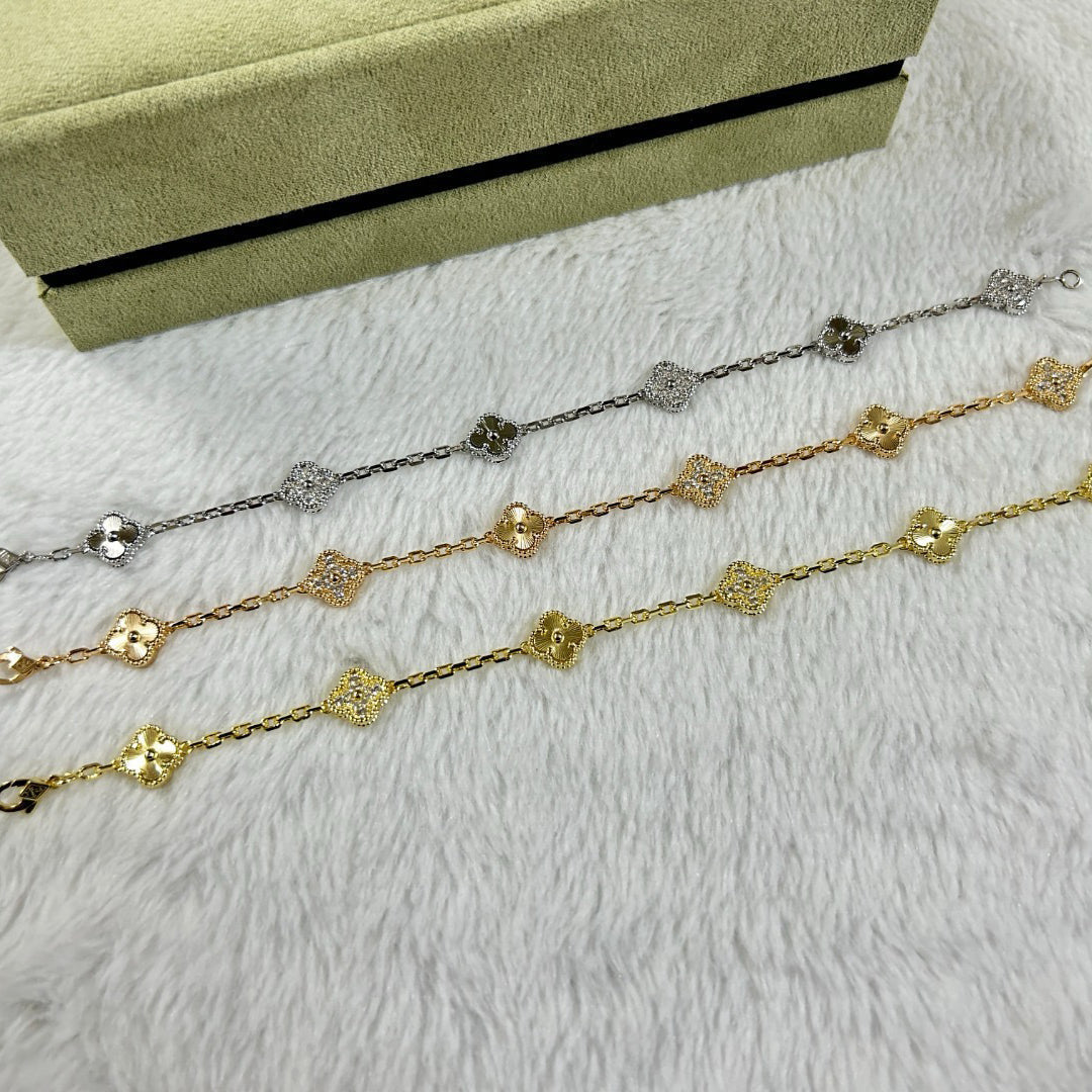 [Dawnora Jewelry]CLOVER 6 MOTIF DIAMOND LASER BRACELET