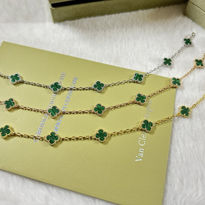 [Dawnora Jewelry]CLOVER 6 MOTIF MALACHITE BRACELET