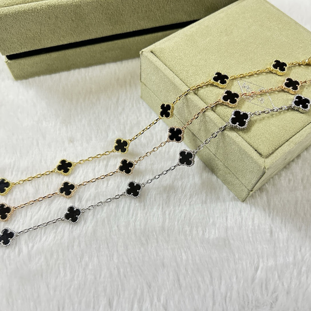 [Dawnora Jewelry]CLOVER 6 MOTIF  ONYXS BRACELET