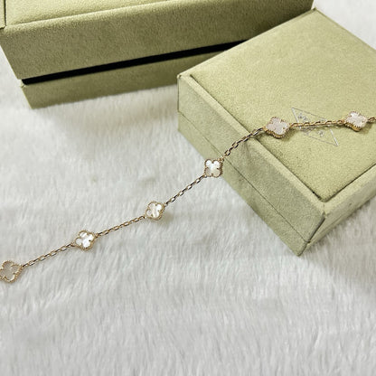 [Dawnora Jewelry]CLOVER 6 MOTIF WHITE MOP BRACELET