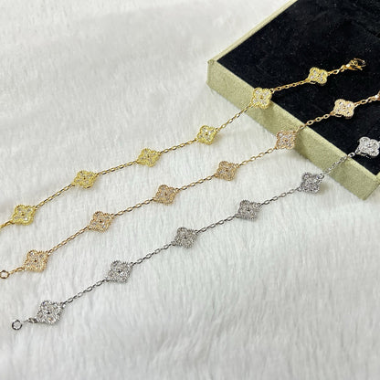 [Dawnora Jewelry]CLOVER 6 MOTIF DIAMOND BRACELET