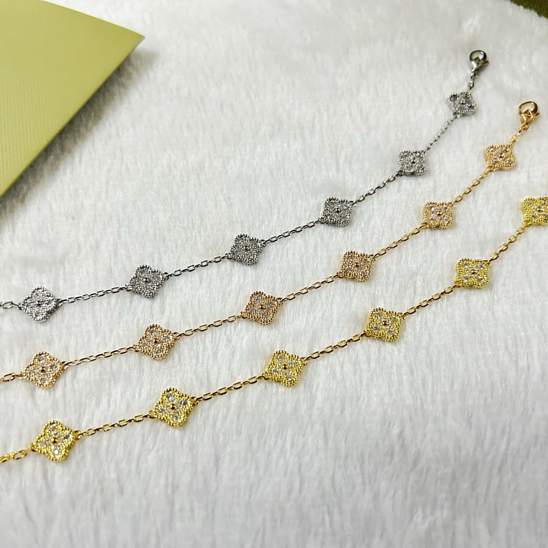 [Dawnora Jewelry]CLOVER 6 MOTIF DIAMOND BRACELET