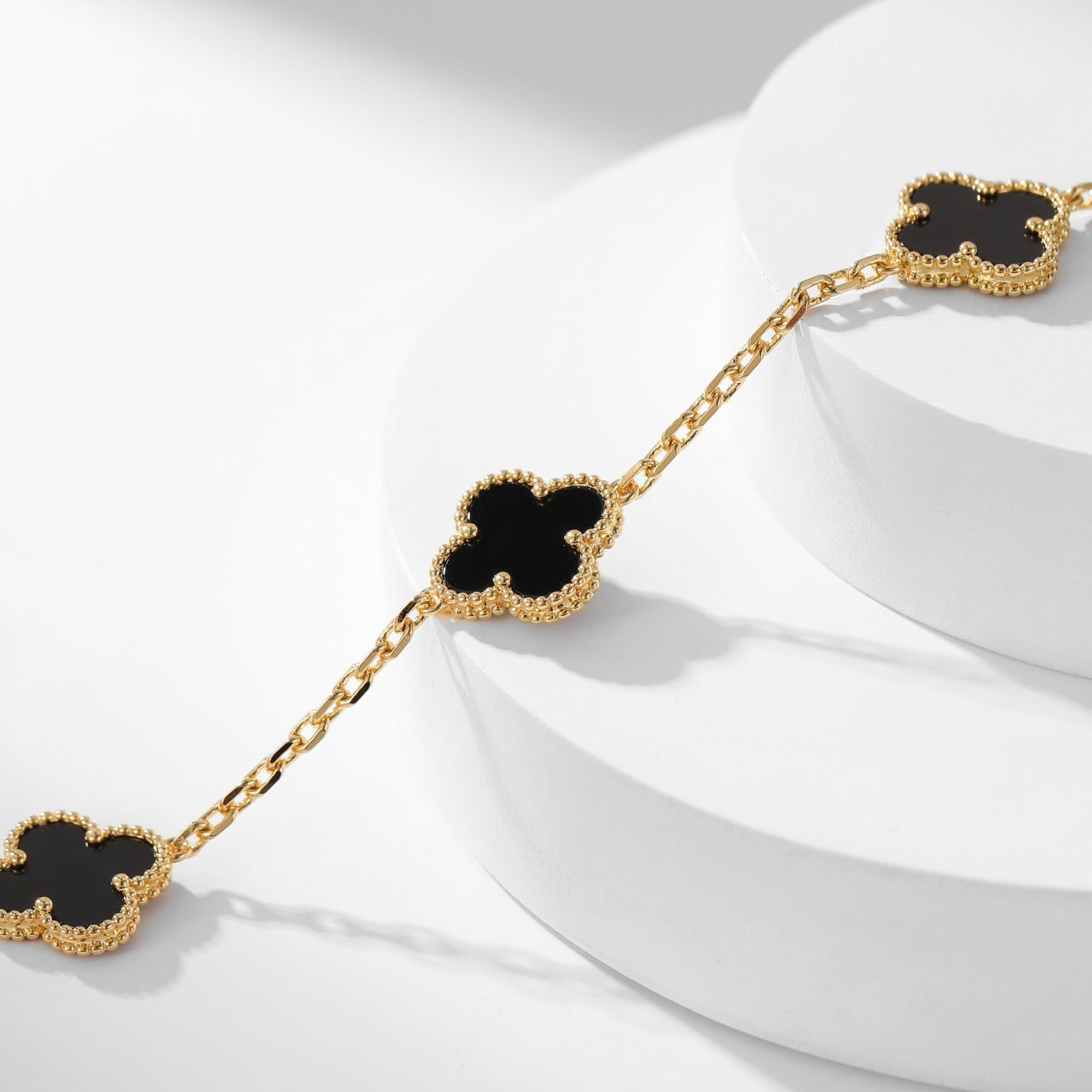 [Dawnora Jewelry]CLOVER 10 MOTIFS ONYX NECKLACE
