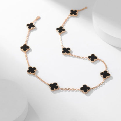 [Dawnora Jewelry]CLOVER 10 MOTIFS ONYX NECKLACE