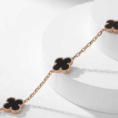 [Dawnora Jewelry]CLOVER 10 MOTIFS ONYX NECKLACE