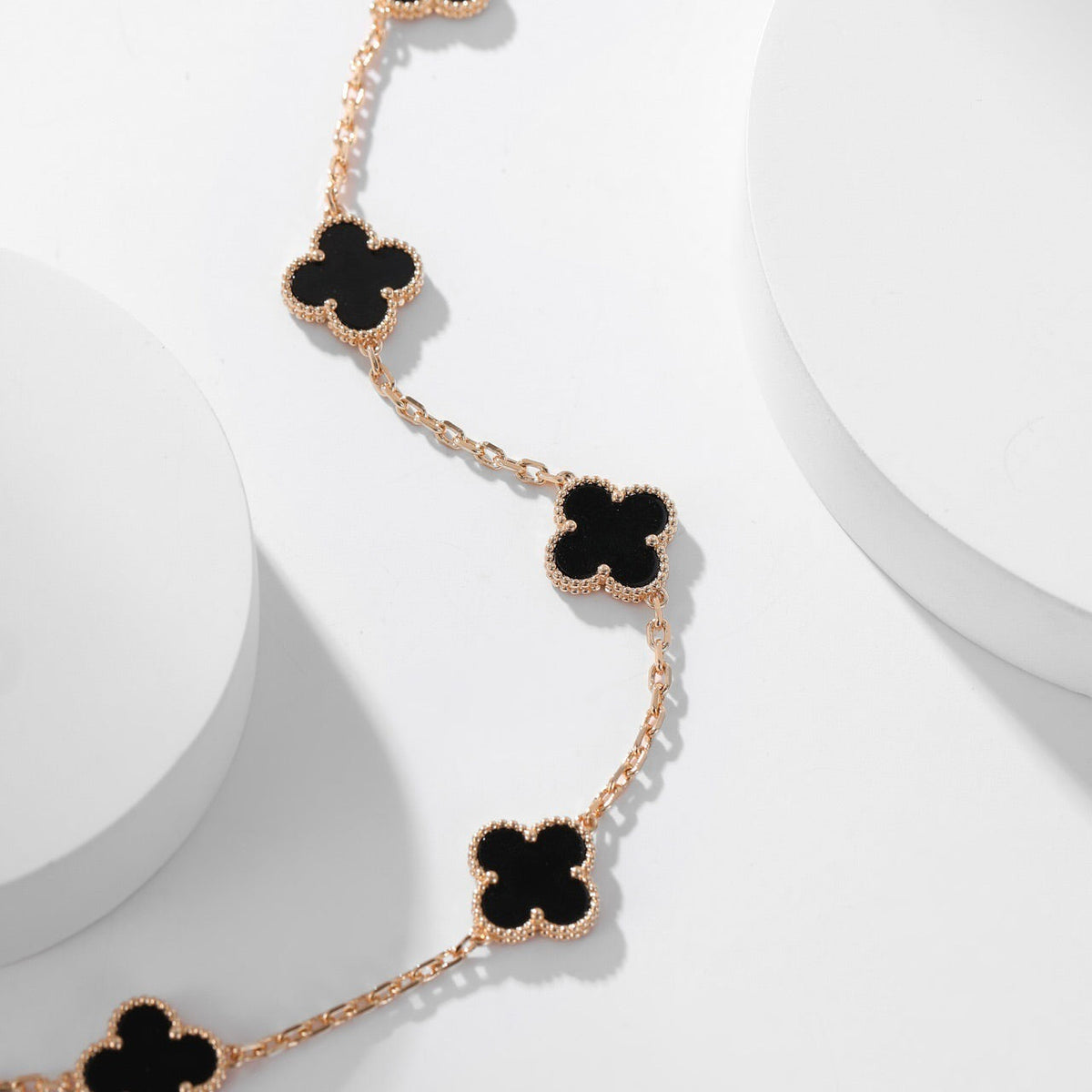 [Dawnora Jewelry]CLOVER 10 MOTIFS ONYX NECKLACE
