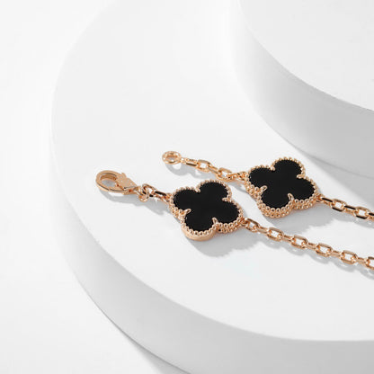 [Dawnora Jewelry]CLOVER 10 MOTIFS ONYX NECKLACE