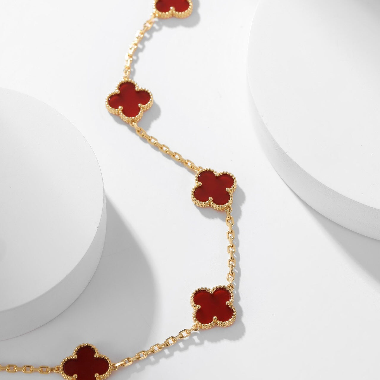 [Dawnora Jewelry]CLOVER 10 MOTIFS CARNELIAN NECKLACE