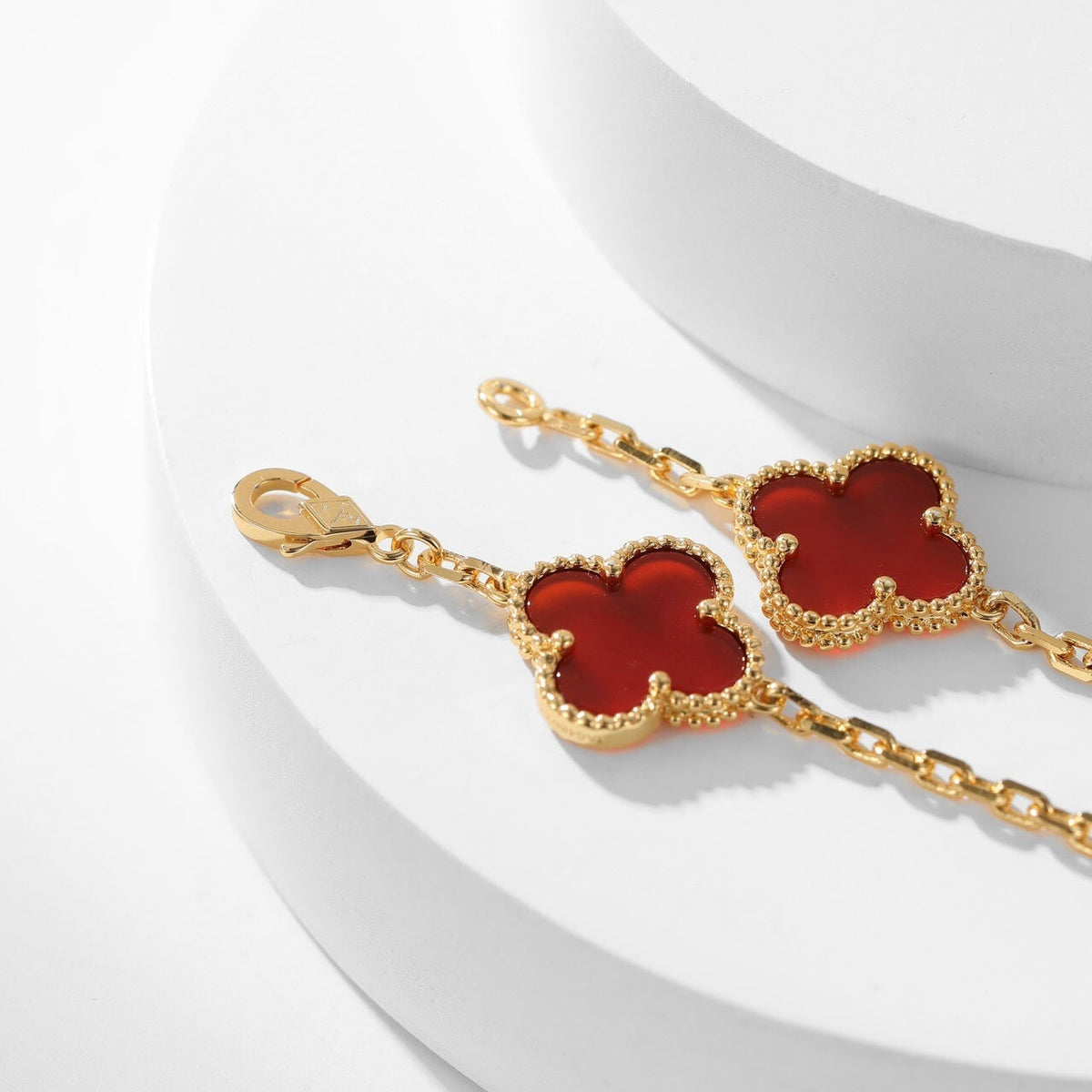 [Dawnora Jewelry]CLOVER 10 MOTIFS CARNELIAN NECKLACE