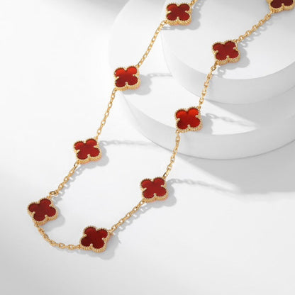 [Dawnora Jewelry]CLOVER 10 MOTIFS CARNELIAN NECKLACE