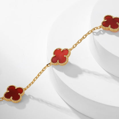 [Dawnora Jewelry]CLOVER 10 MOTIFS CARNELIAN NECKLACE