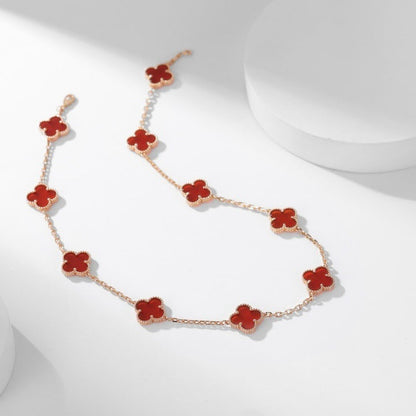 [Dawnora Jewelry]CLOVER 10 MOTIFS CARNELIAN NECKLACE