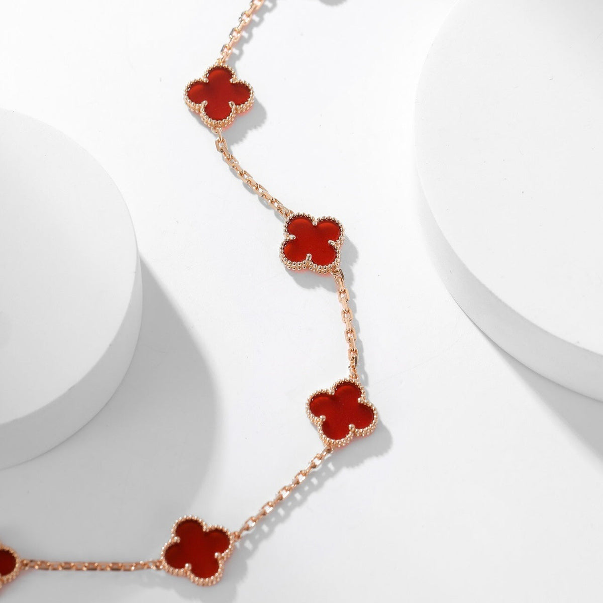 [Dawnora Jewelry]CLOVER 10 MOTIFS CARNELIAN NECKLACE