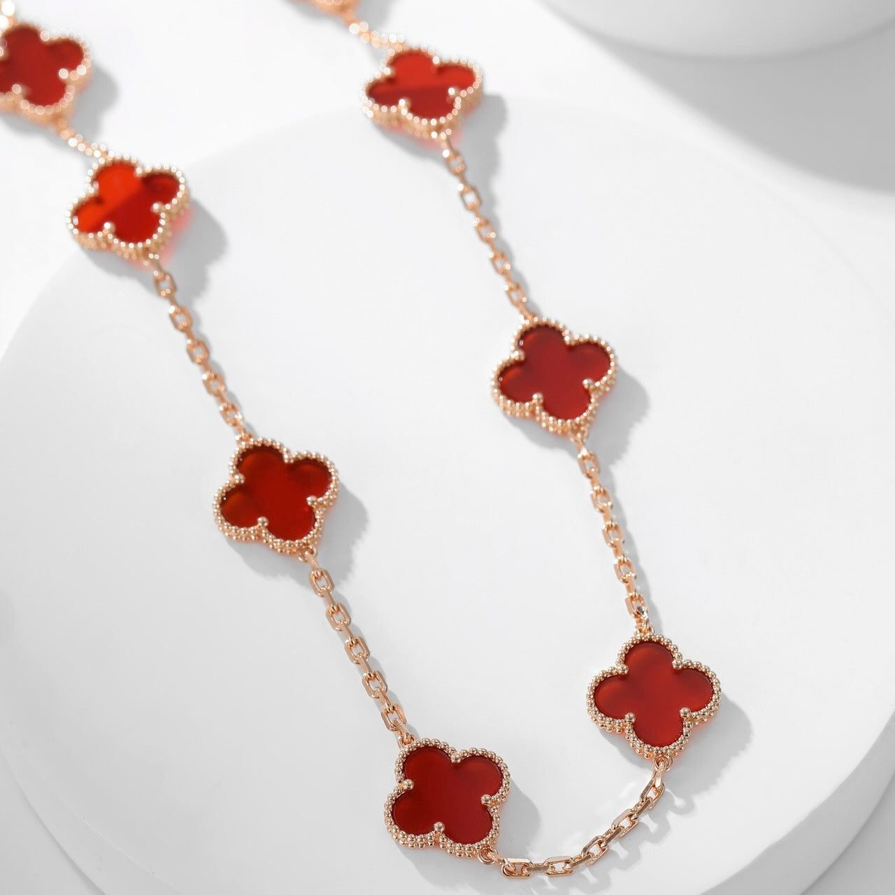 [Dawnora Jewelry]CLOVER 10 MOTIFS CARNELIAN NECKLACE