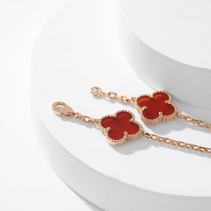 [Dawnora Jewelry]CLOVER 10 MOTIFS CARNELIAN NECKLACE