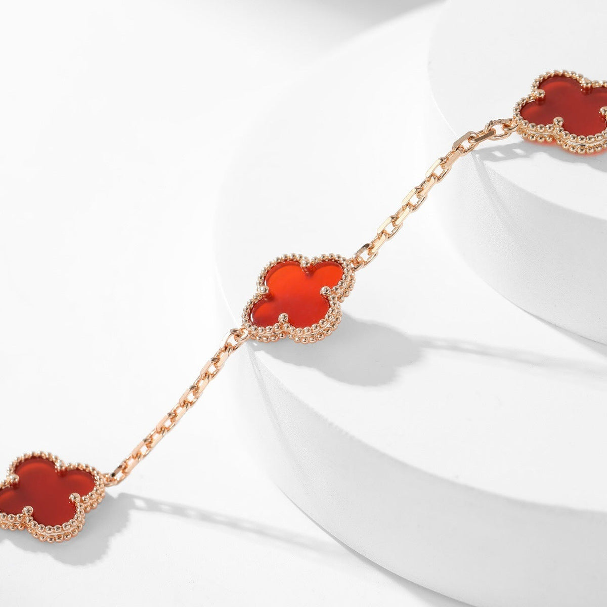 [Dawnora Jewelry]CLOVER 10 MOTIFS CARNELIAN NECKLACE
