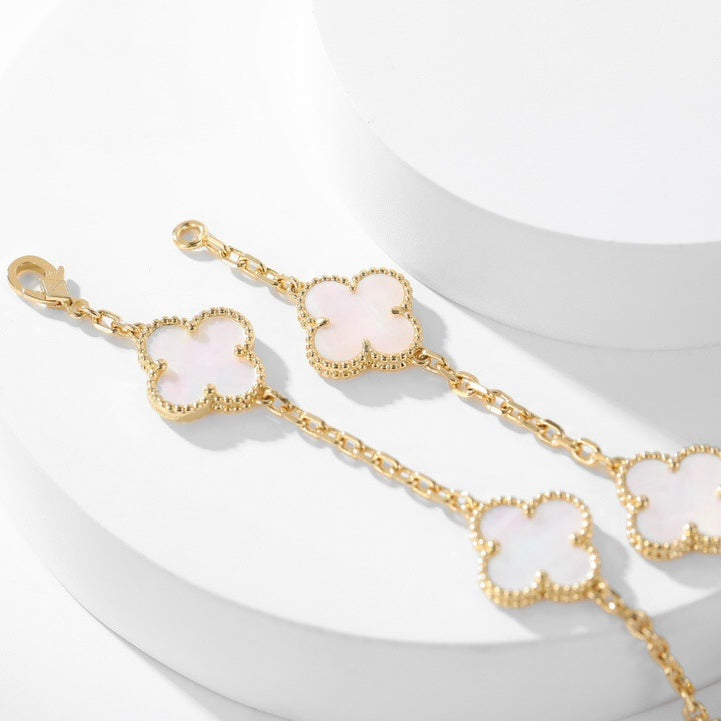 [Dawnora Jewelry]CLOVER 10 MOTIFS WHITE MOTHER OF PEARL NECKLACE