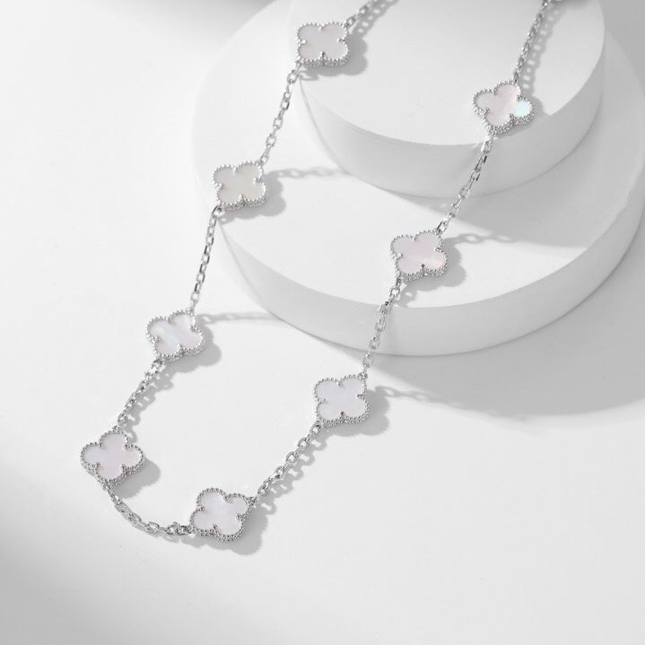 [Dawnora Jewelry]CLOVER 10 MOTIFS WHITE MOTHER OF PEARL NECKLACE
