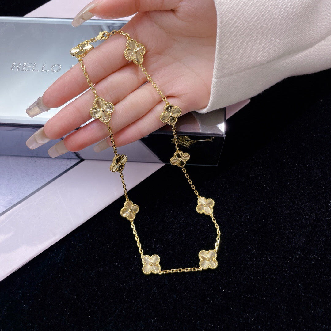 [Dawnora Jewelry]CLOVER 10 MOTIFS LASER NECKLACE