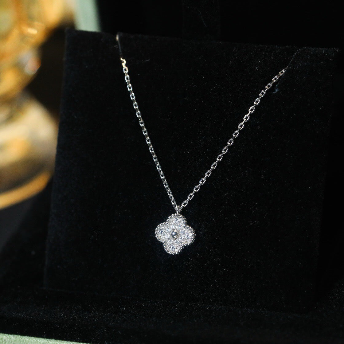 [Dawnora Jewelry]CLOVER MINI 9.5MM PENDANT DIAMOND NECKLACE