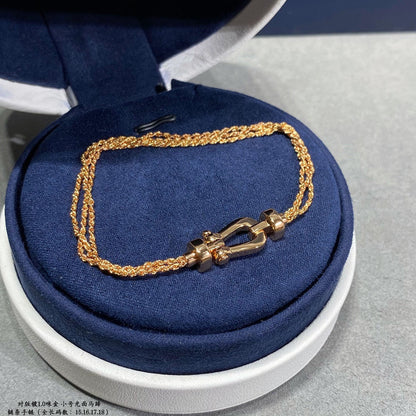[Dawnora Jewelry]FORCE SMALL HORSESHOE  DIAMOND CHAIN ROPE BRACELET