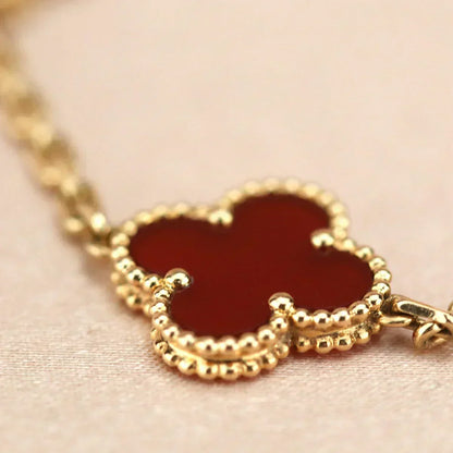 [Dawnora Jewelry] CLOVER 5 MOTIF RED CORNELIAN BRACELET COLLECTION