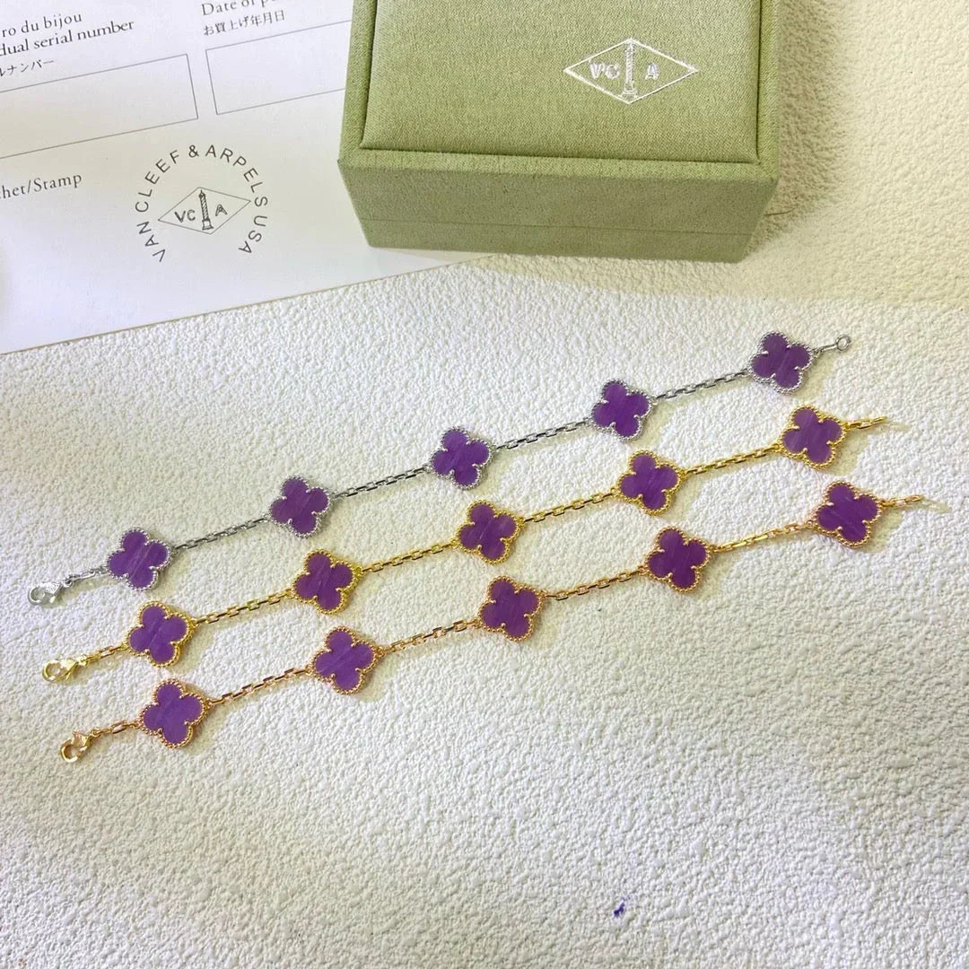 [Dawnora Jewelry] CLOVER 5 MOTIF VIOLET BRACELET COLLECTION