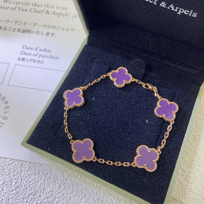 [Dawnora Jewelry] CLOVER 5 MOTIF VIOLET BRACELET COLLECTION
