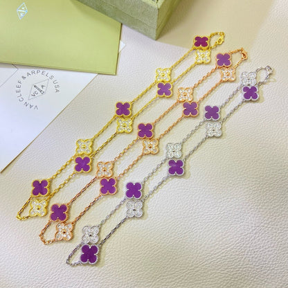 [Dawnora Jewelry Jewelry]CLOVER 10 MOTIFS  PURPLE VIOLET DIAMOND NECKLACE